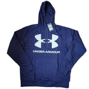 Under Armour Men’s Large Rival Fleece Hoodie Navy Blue Sweatshirt NWT